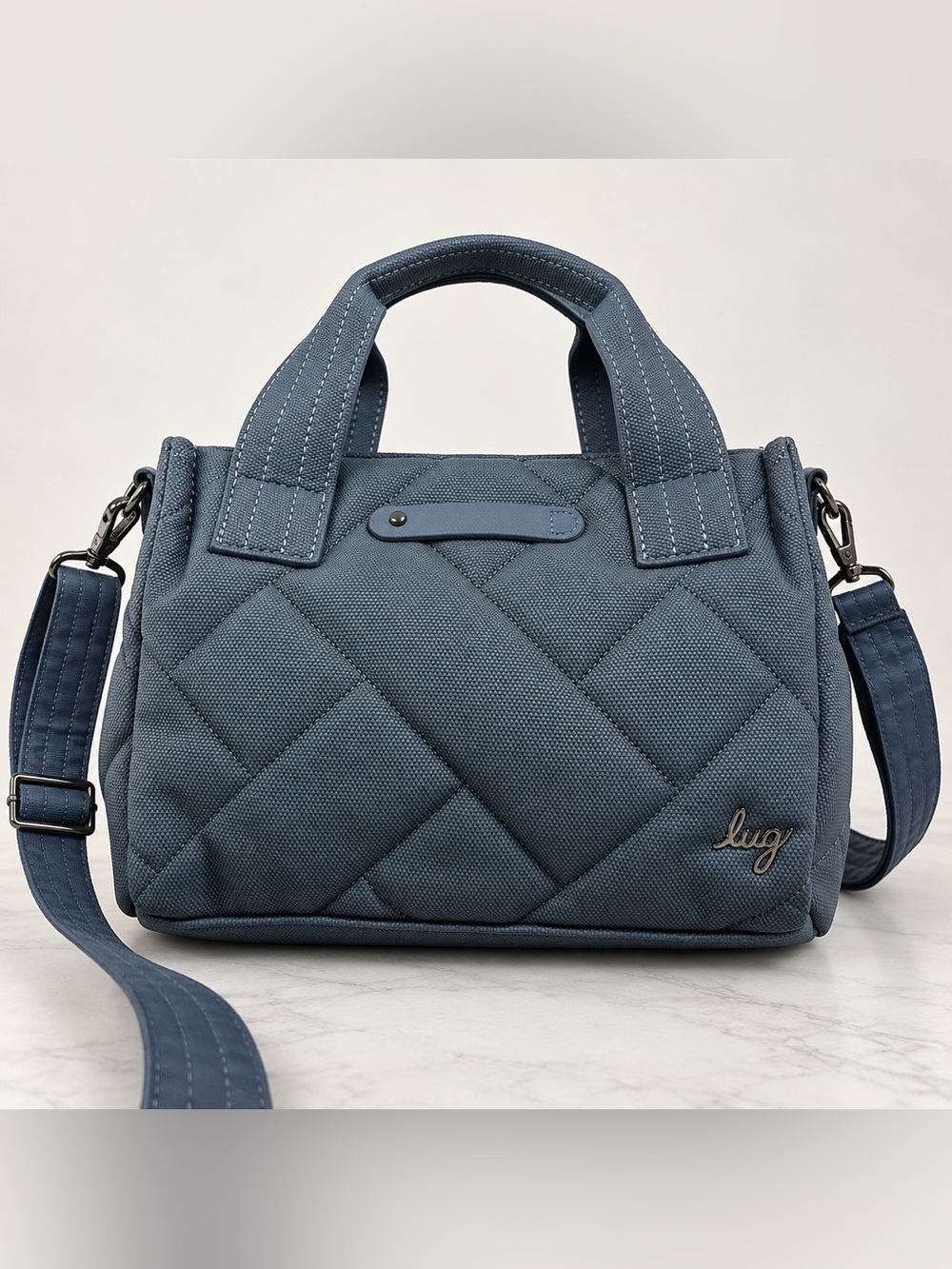 Lug Jitterbug Crossbody Blue Quilted Tote Bag Convertible Handbag Purse